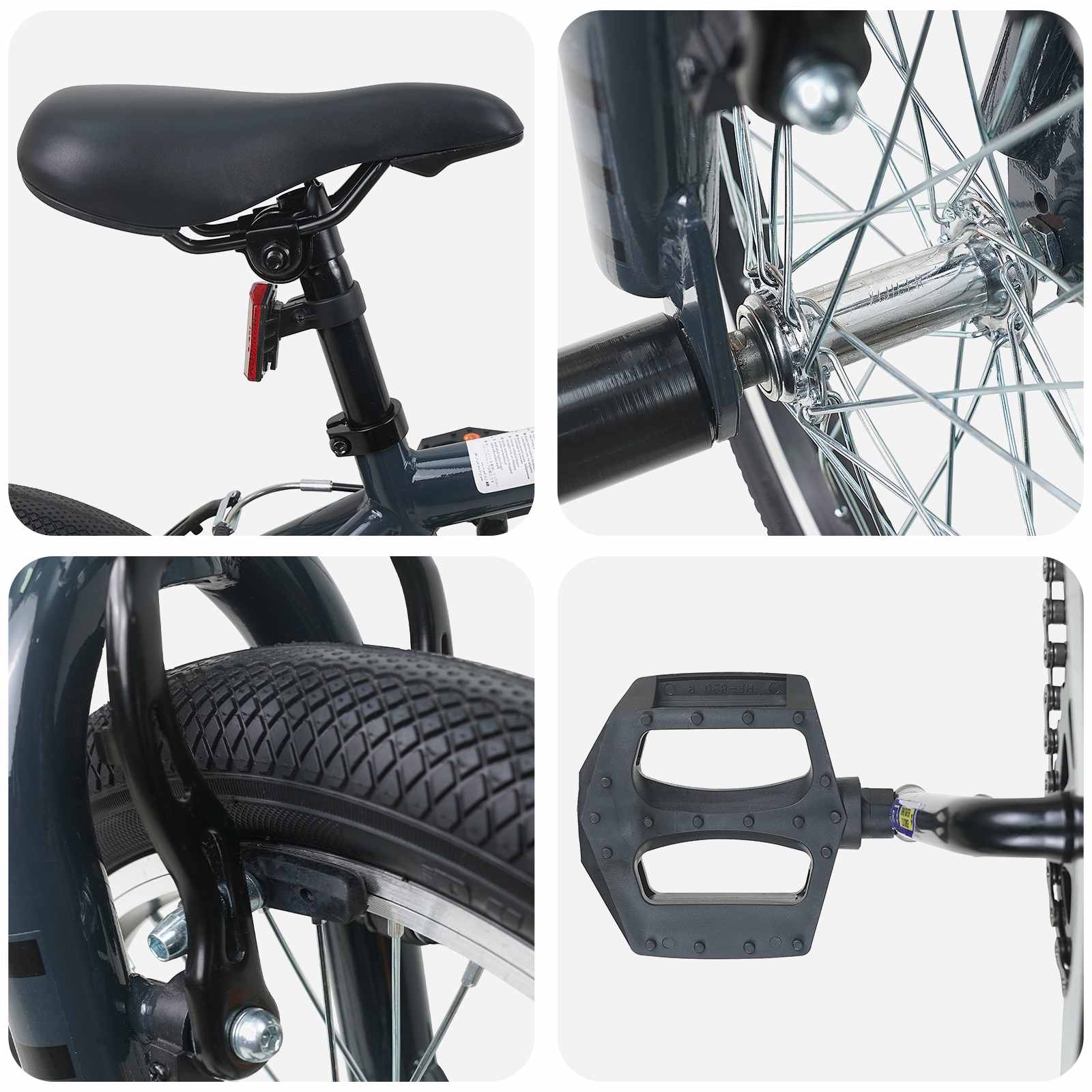 vidaXL BMX Rad 16 Zoll für 5-8 Jahre alt Dunkelgrau