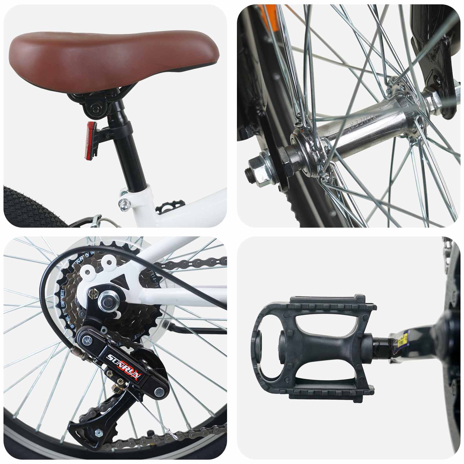 vidaXL Mountainbike 24 Zoll 6-Geschwindigkeit für 8-12 Jahre alt Weiß