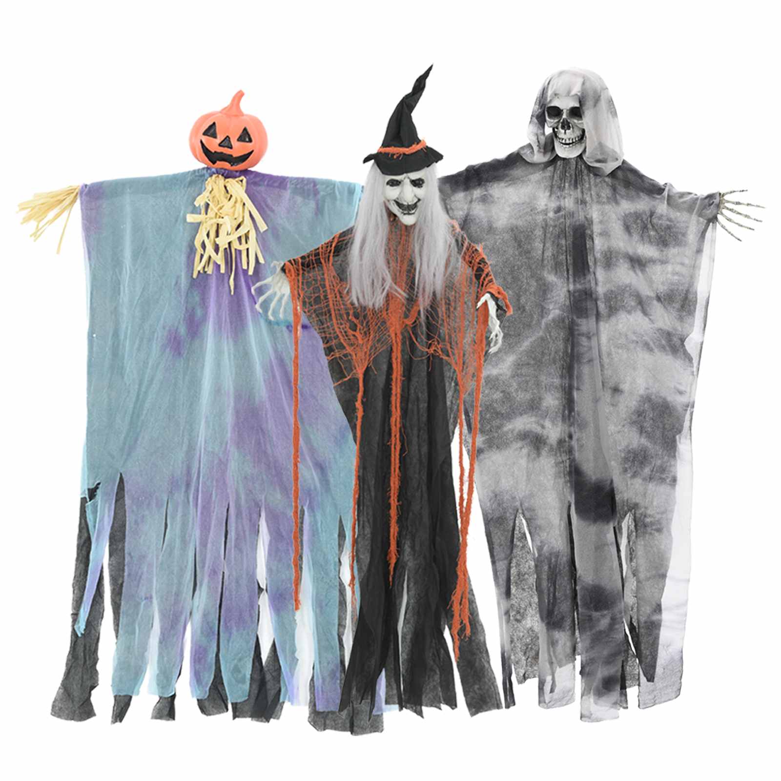 vidaXL Hängender Halloween Geist 3 pcs Mehrfarbig 61 x 97 cm Polyester