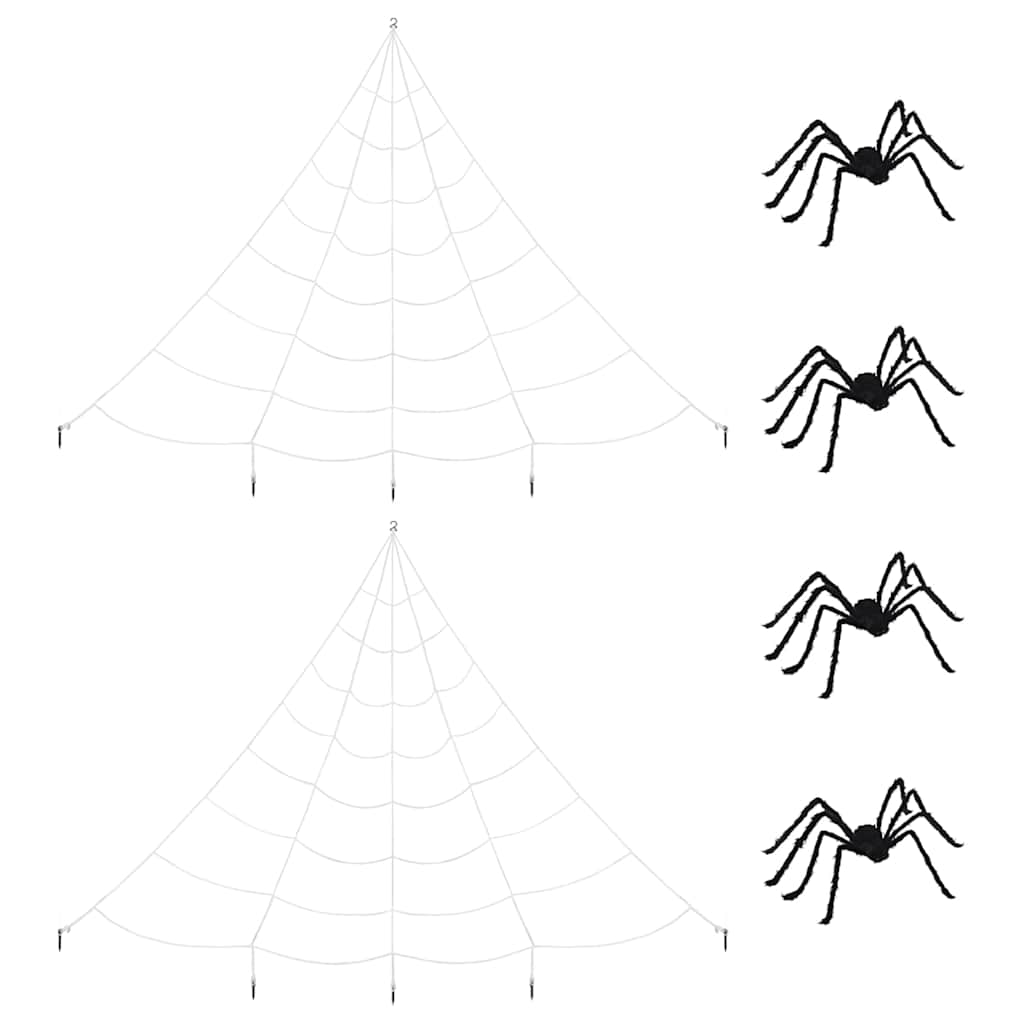 vidaXL Halloween-Spinnendekoration mit Netzen 4 pcs Schwarz und Weiß
