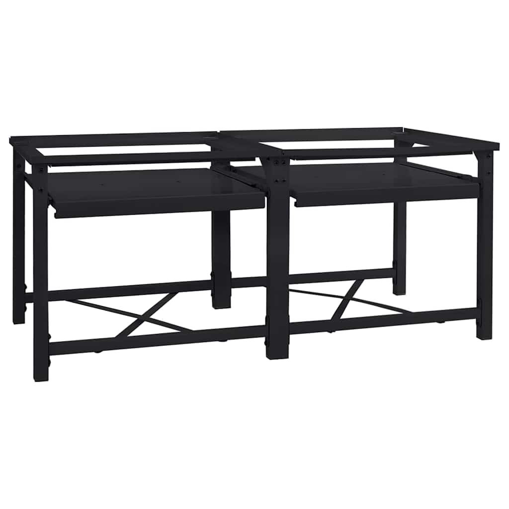 vidaXL Waschmaschinen-Podest 2 Stk. Schwarz 120 x 56 x 52 cm Stahl