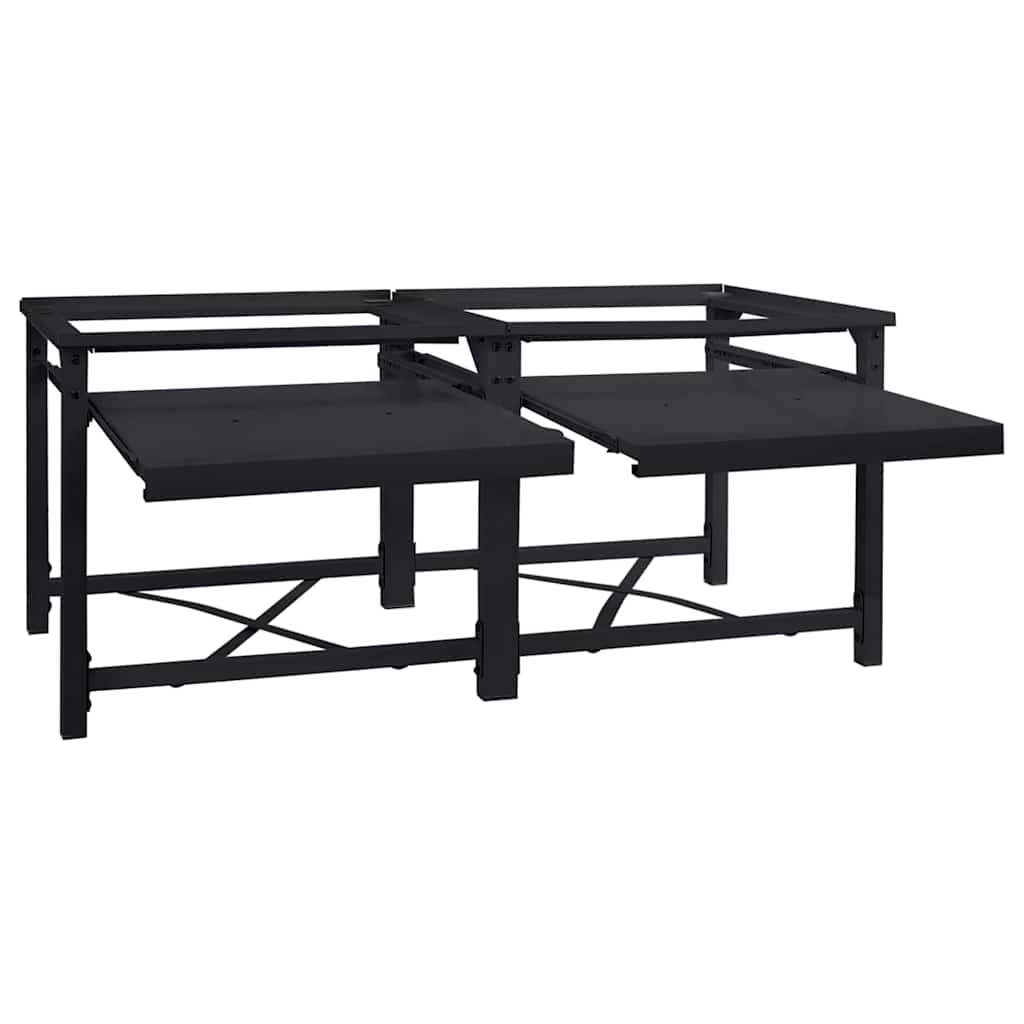 vidaXL Waschmaschinen-Podest 2 Stk. Schwarz 120 x 56 x 52 cm Stahl