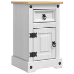 vidaXL Nachttisch Corona Weiß 35 x 32,5 x 58 cm Massives Kiefernholz