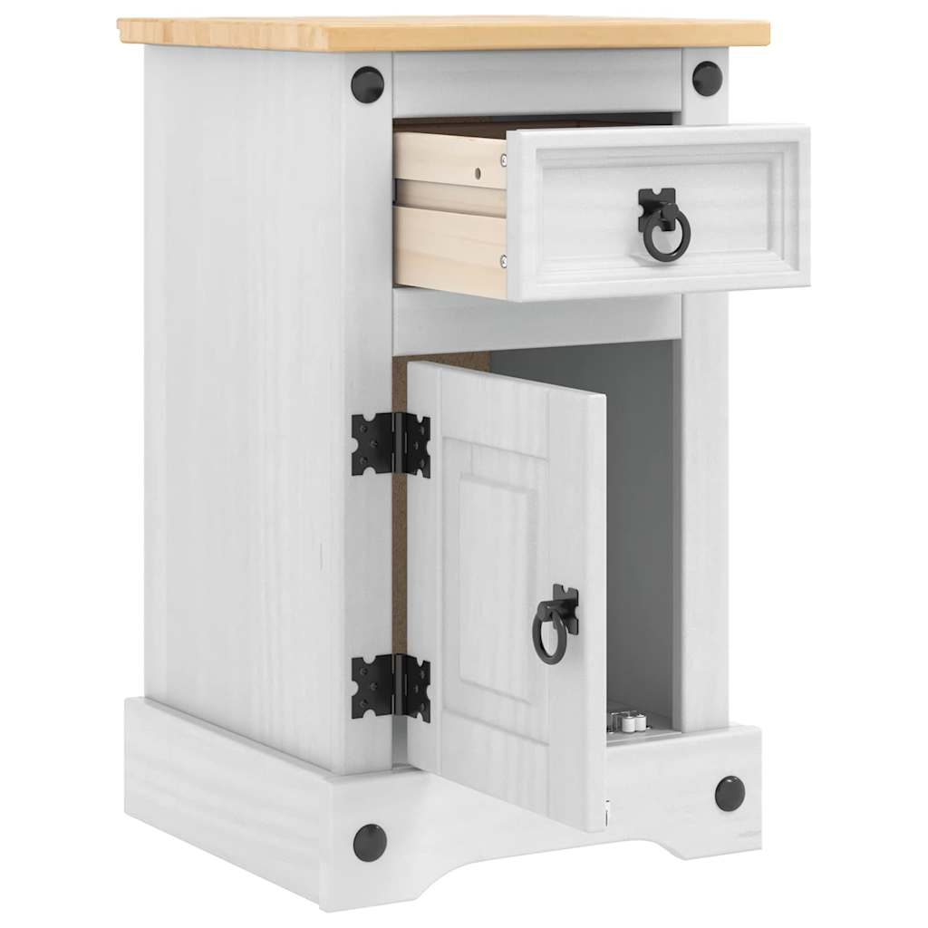 vidaXL Nachttisch Corona Weiß 35 x 32,5 x 58 cm Massives Kiefernholz