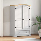 vidaXL Kleiderschrank mit Schubladen Corona Weiß 101 x 52 x 170 cm
