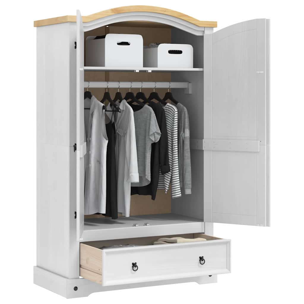 vidaXL Kleiderschrank mit Schubladen Corona Weiß 101 x 52 x 170 cm