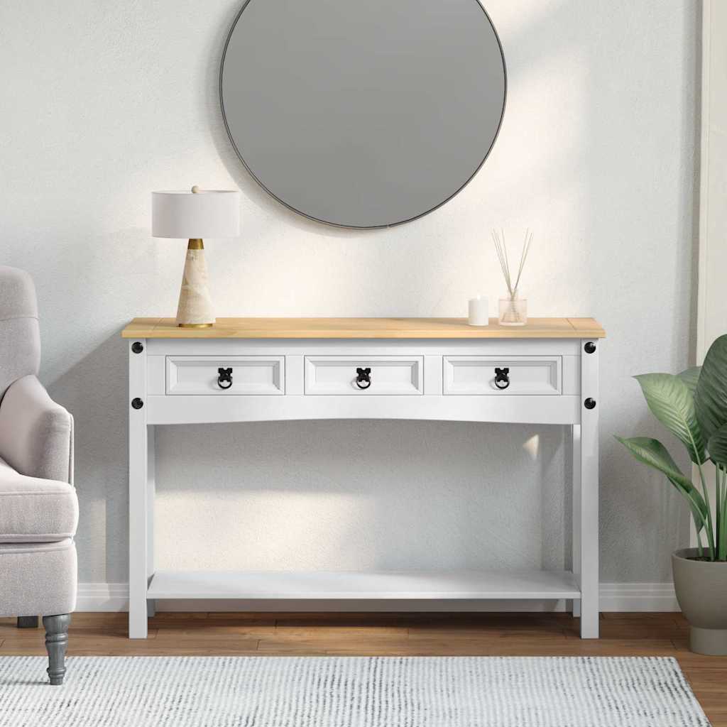 vidaXL Beistelltisch mit Schubladen Corona Weiß 114 x 34,5 x 73 cm