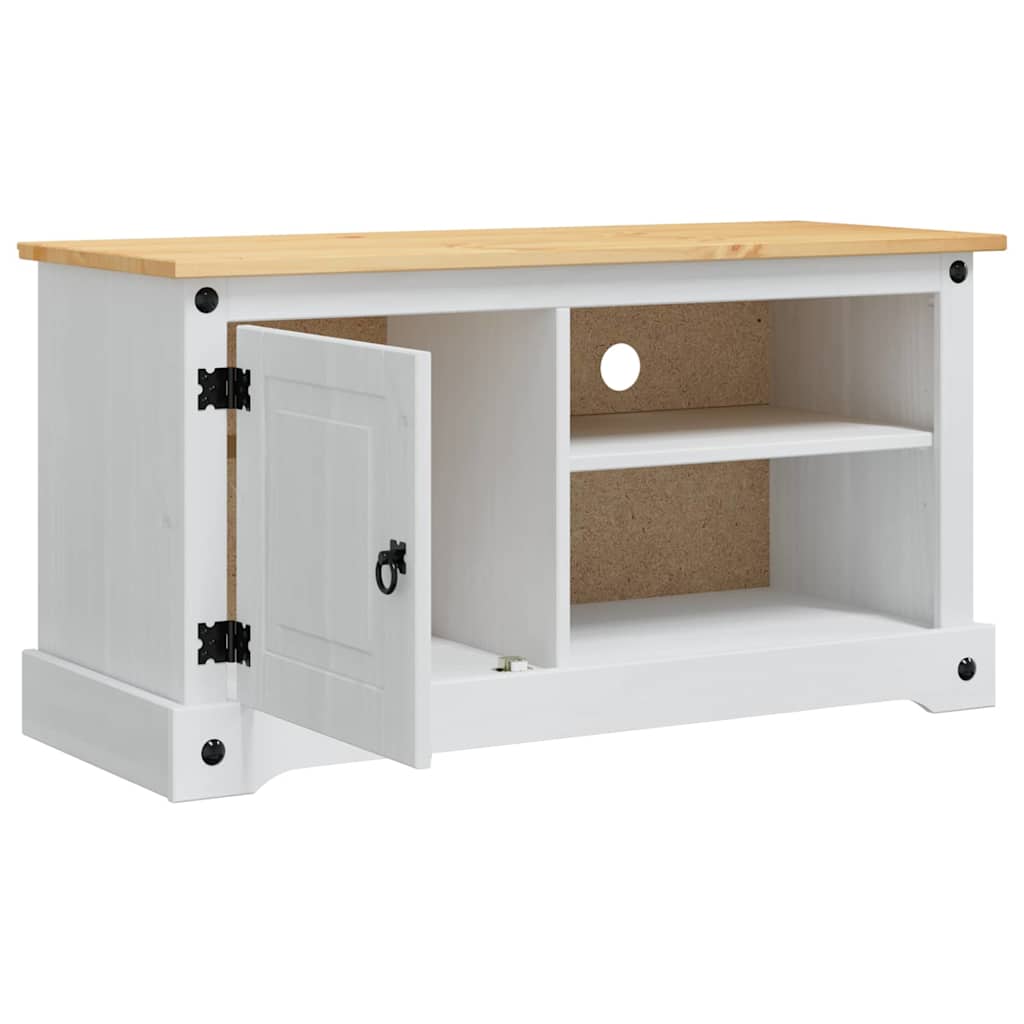 vidaXL TV-Schränk Corona Weiß 100 x 40 x 52 cm Massives Kiefernholz