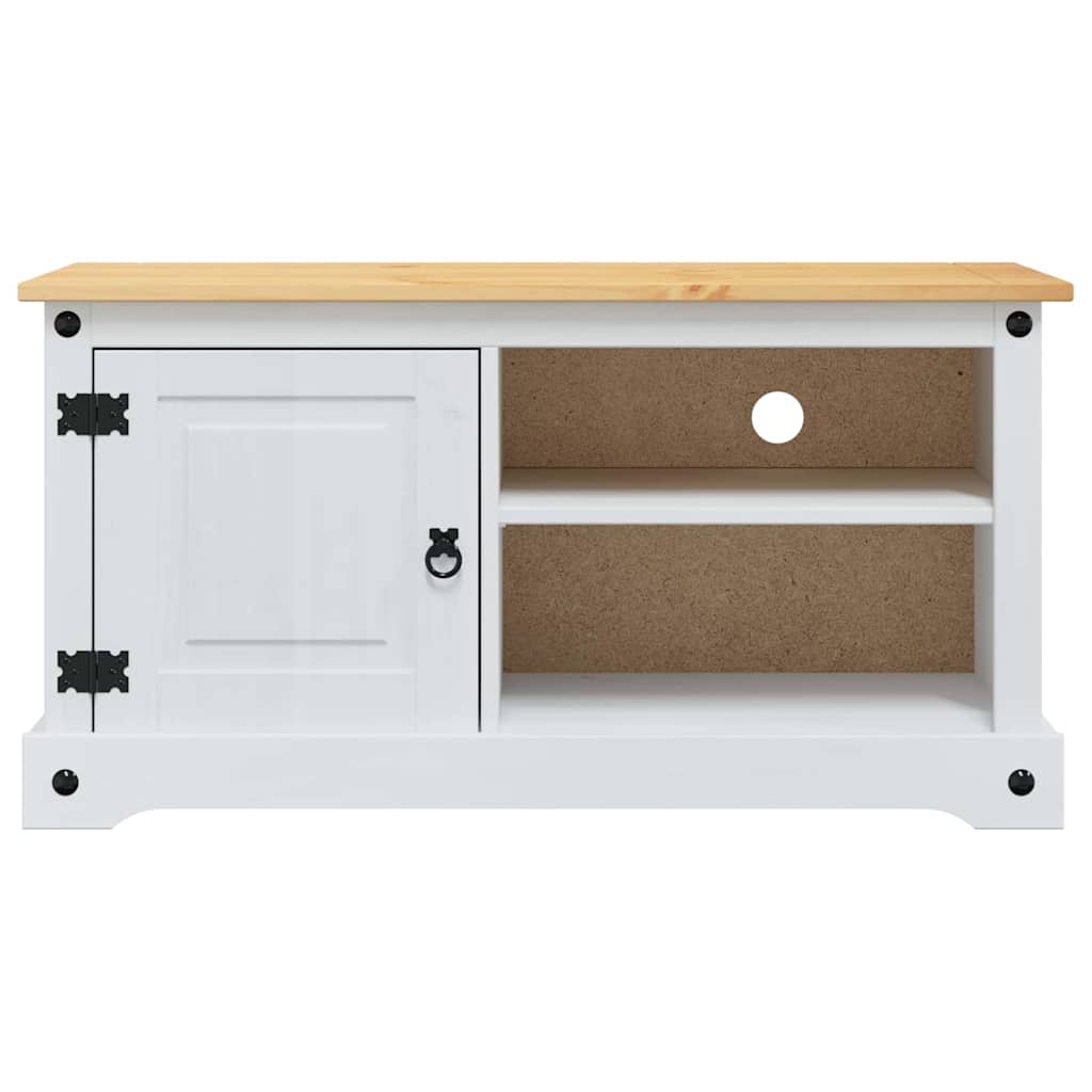 vidaXL TV-Schränk Corona Weiß 100 x 40 x 52 cm Massives Kiefernholz