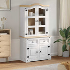 vidaXL Sideboard Corona Weiß 100 x 48,5 x 179 cm Massives Kiefernholz