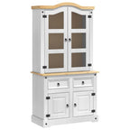 vidaXL Sideboard Corona Weiß 100 x 48,5 x 179 cm Massives Kiefernholz