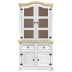 vidaXL Sideboard Corona Weiß 100 x 48,5 x 179 cm Massives Kiefernholz