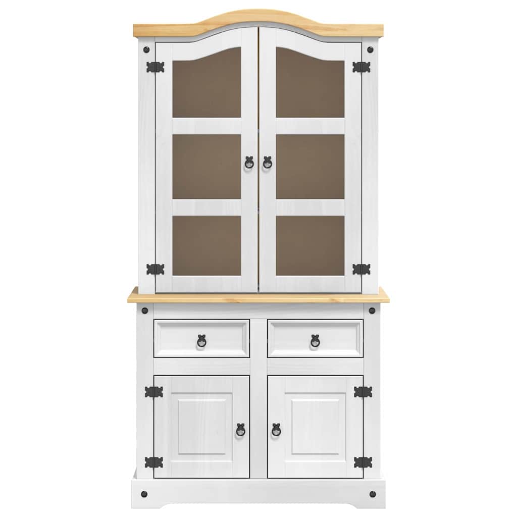 vidaXL Sideboard Corona Weiß 100 x 48,5 x 179 cm Massives Kiefernholz