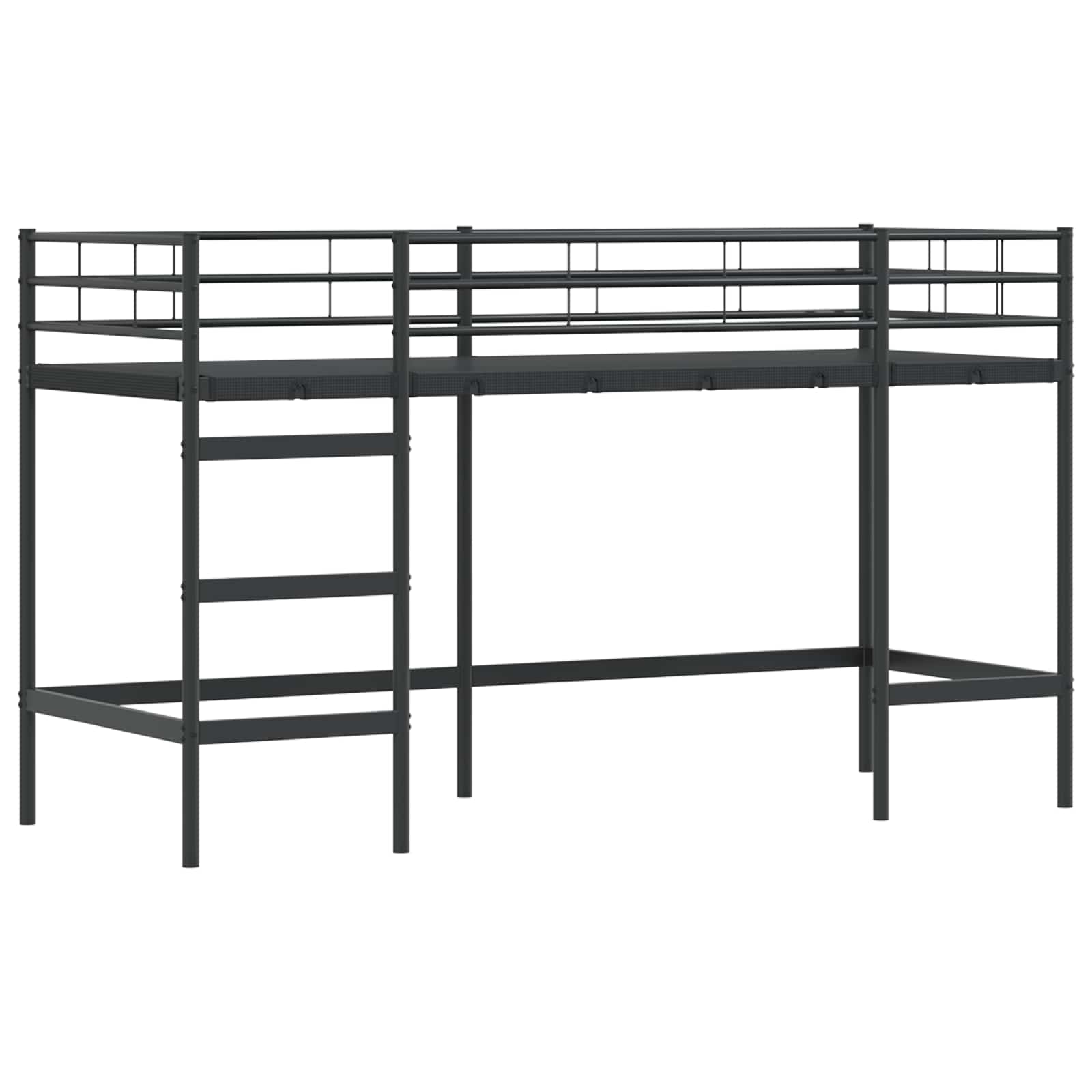 vidaXL Kinderloftbett Schwarz 74,5 x 190 cm Stahl