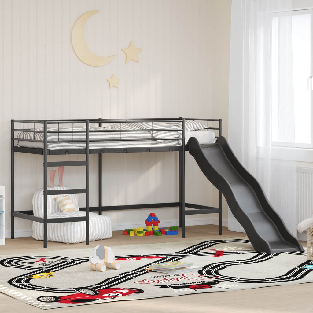 vidaXL Kinder-Loftbett mit Rutsche Schwarz und Anthrazit 75 x 190 cm