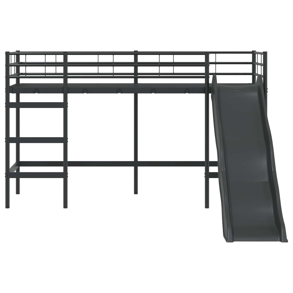 vidaXL Kinder-Loftbett mit Rutsche Schwarz und Anthrazit 75 x 190 cm