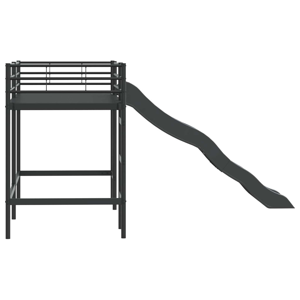 vidaXL Kinder-Loftbett mit Rutsche Schwarz und Anthrazit 75 x 190 cm