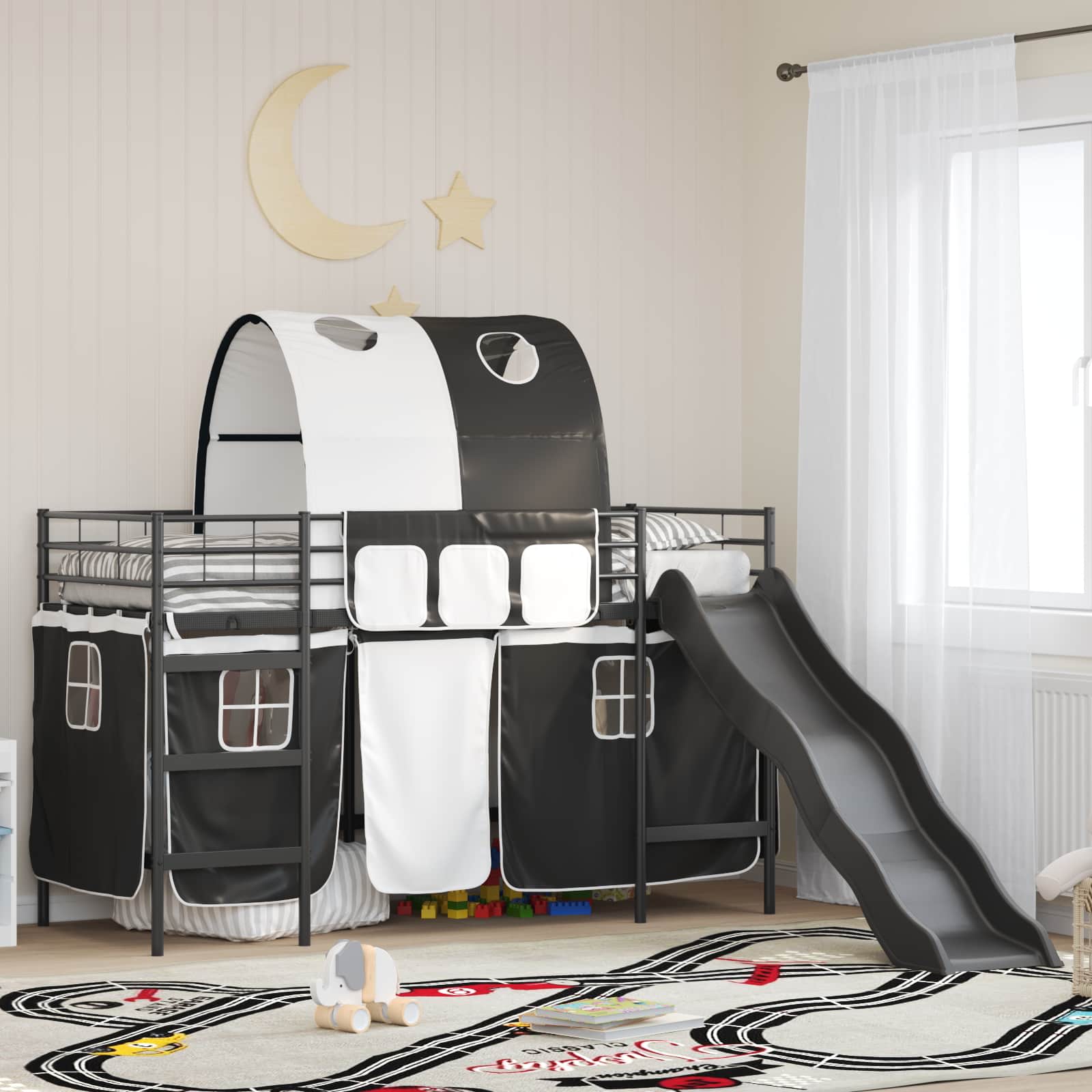 vidaXL Kinder-Etagenbett Uni Schwarz 75 x 190 cm Metall