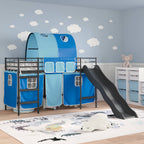 vidaXL Kinder-Etagenbett Schwarz und Blau 75 x 190 cm Metall