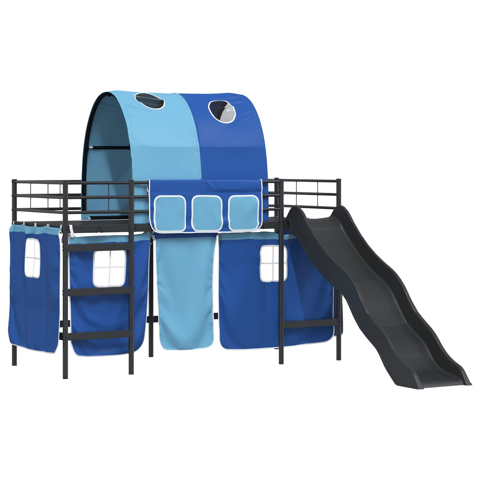 vidaXL Kinder-Etagenbett Schwarz und Blau 75 x 190 cm Metall