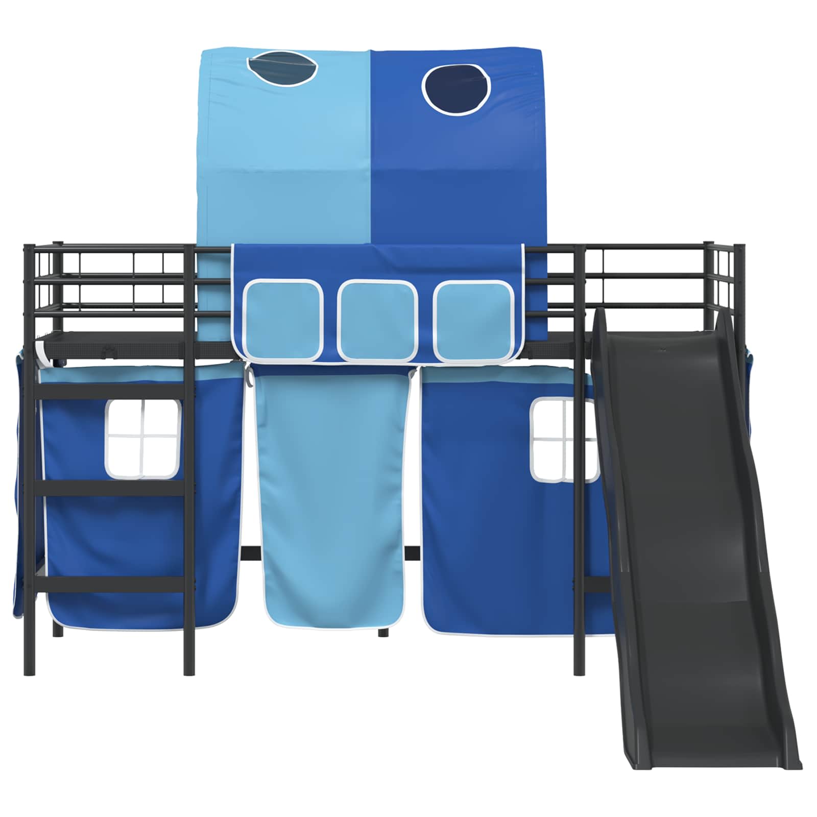 vidaXL Kinder-Etagenbett Schwarz und Blau 75 x 190 cm Metall