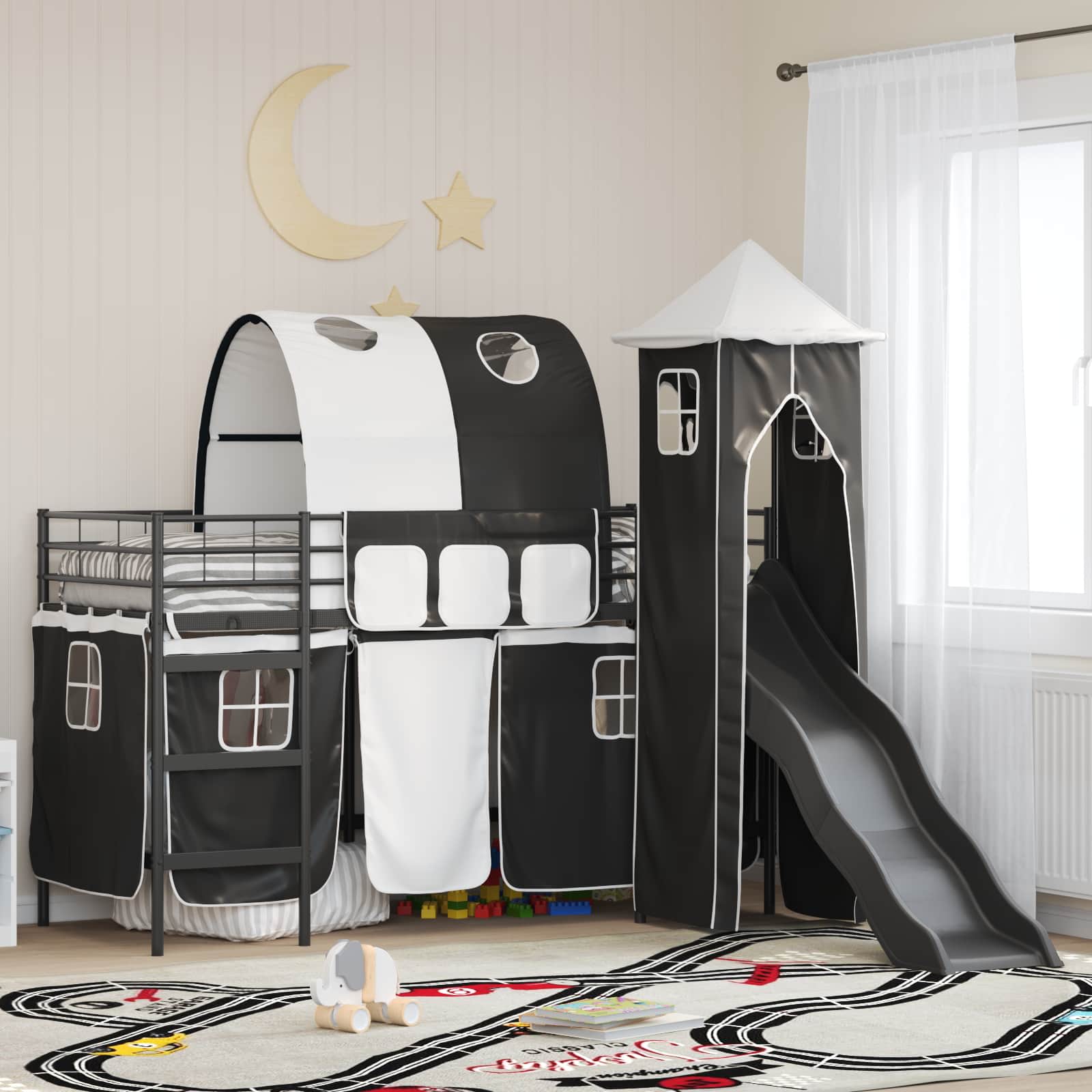 vidaXL Kinderloftbett Schwarz 75 x 190 cm Metall