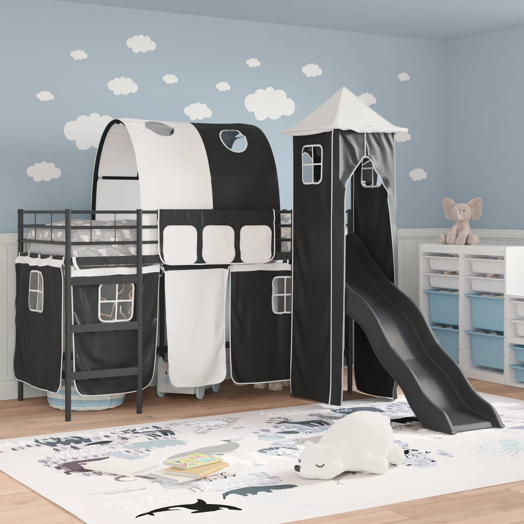 vidaXL Kinderloftbett Schwarz 75 x 190 cm Metall