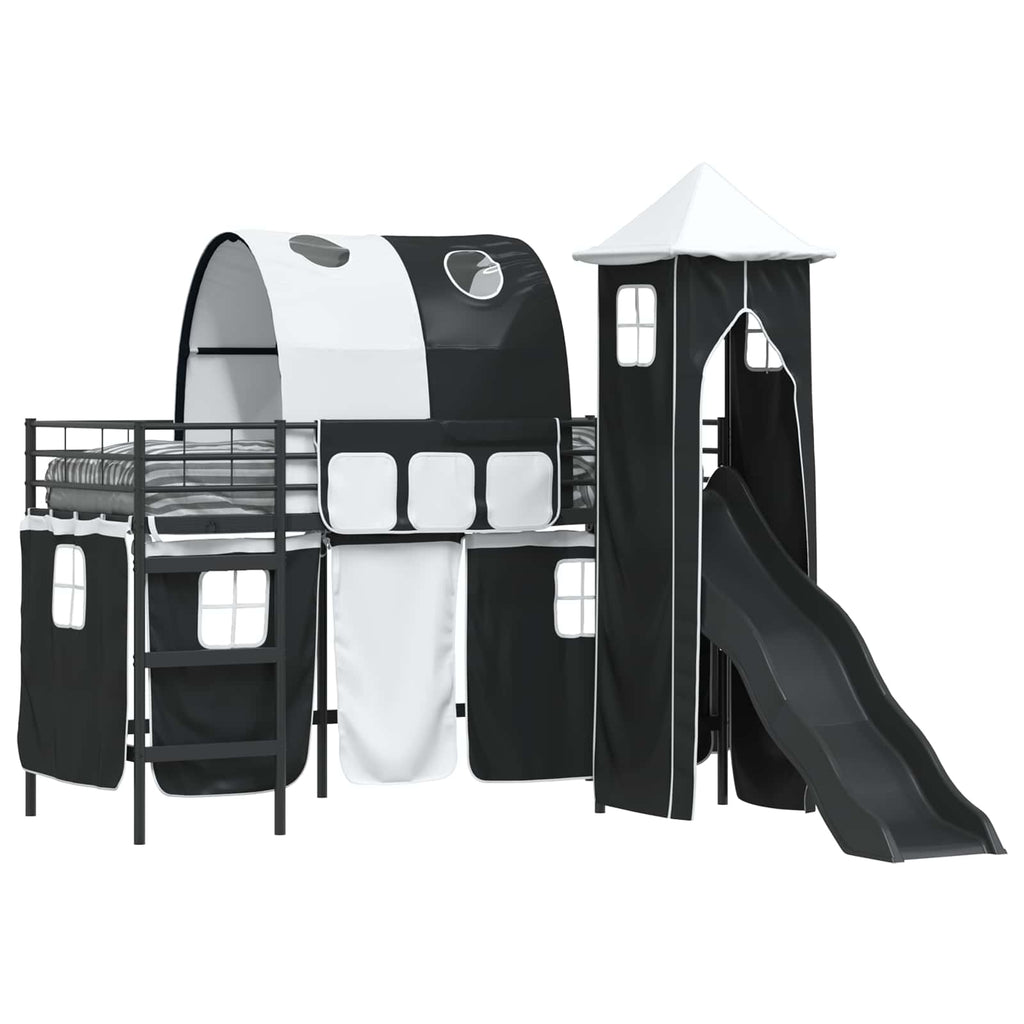 vidaXL Kinderloftbett Schwarz 75 x 190 cm Metall