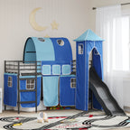 vidaXL Kinderloftbett Schwarz und Blau 75 x 190 cm Metall