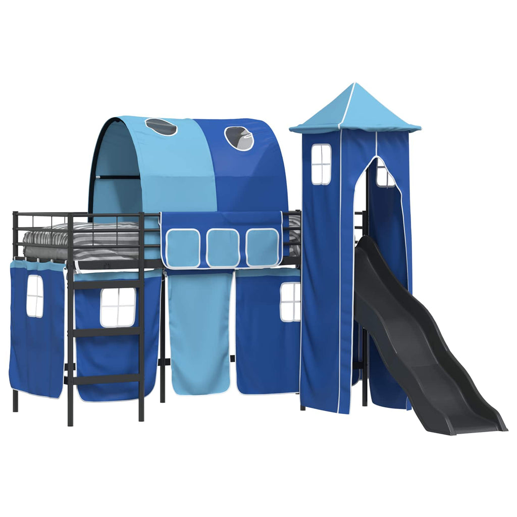 vidaXL Kinderloftbett Schwarz und Blau 75 x 190 cm Metall