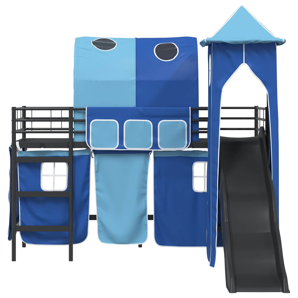 vidaXL Kinderloftbett Schwarz und Blau 75 x 190 cm Metall