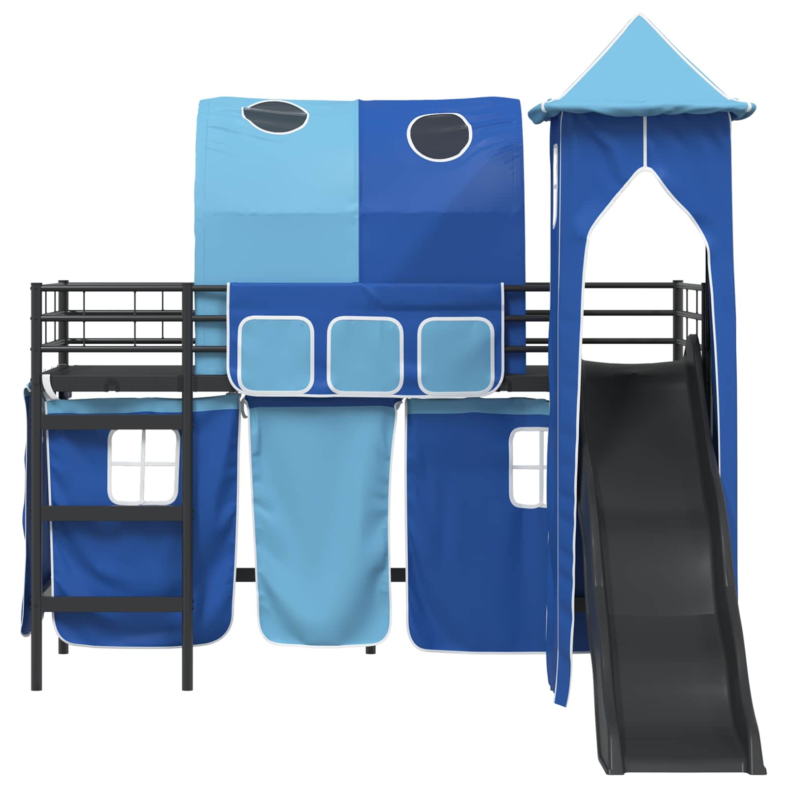 vidaXL Kinderloftbett Schwarz und Blau 75 x 190 cm Metall