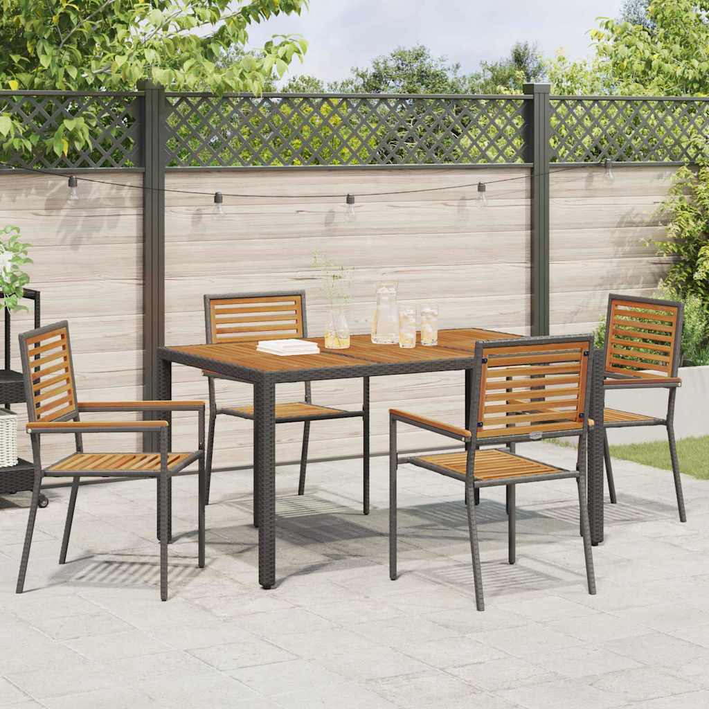 vidaXL Garten Stapelstühle 4 pcs Braun und Schwarz 54 x 56 x 90 cm