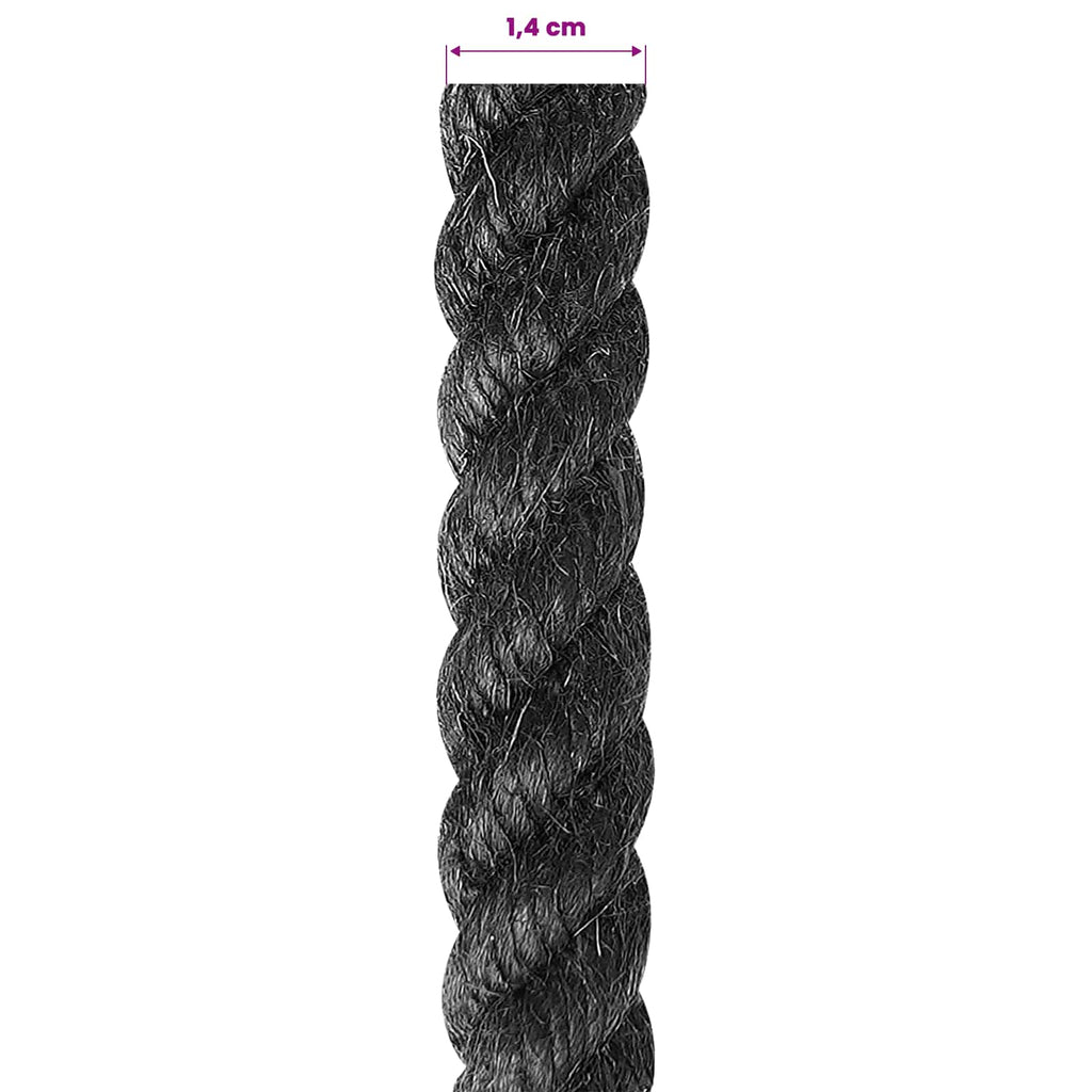 vidaXL Juteseil 14 Schwarz 100% Tossa Jute