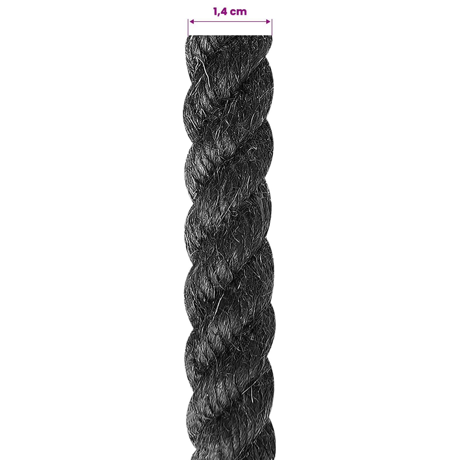 vidaXL Juteseil 14 Schwarz 100% Tossa Jute