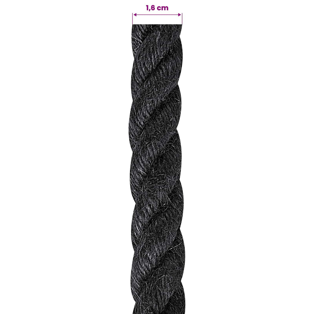 vidaXL Juteseil 16 Schwarz 100% Tossa Jute