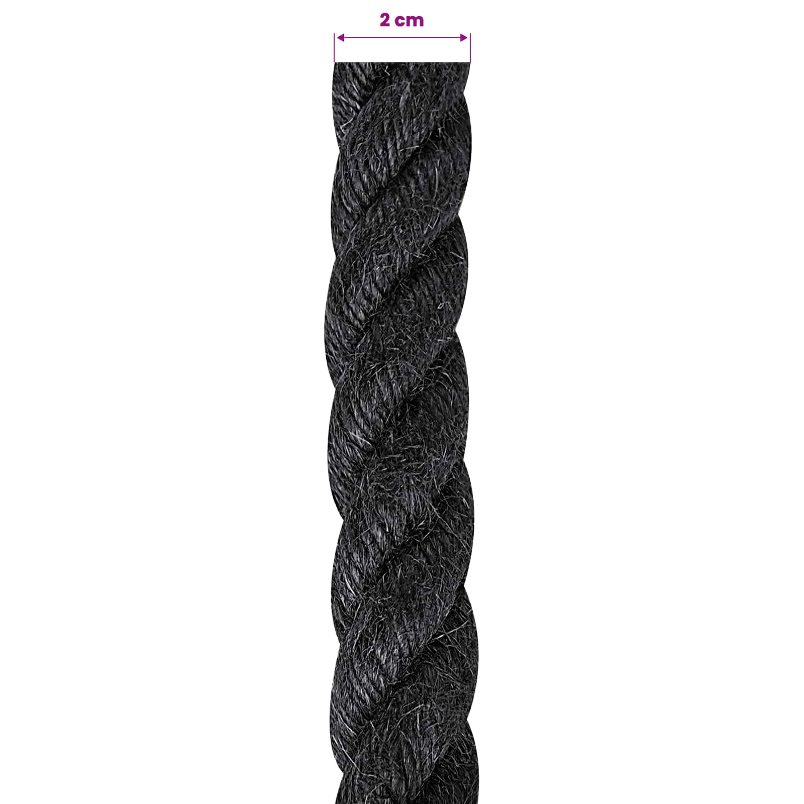vidaXL Juteseil 20 Schwarz 100% Tossa Jute