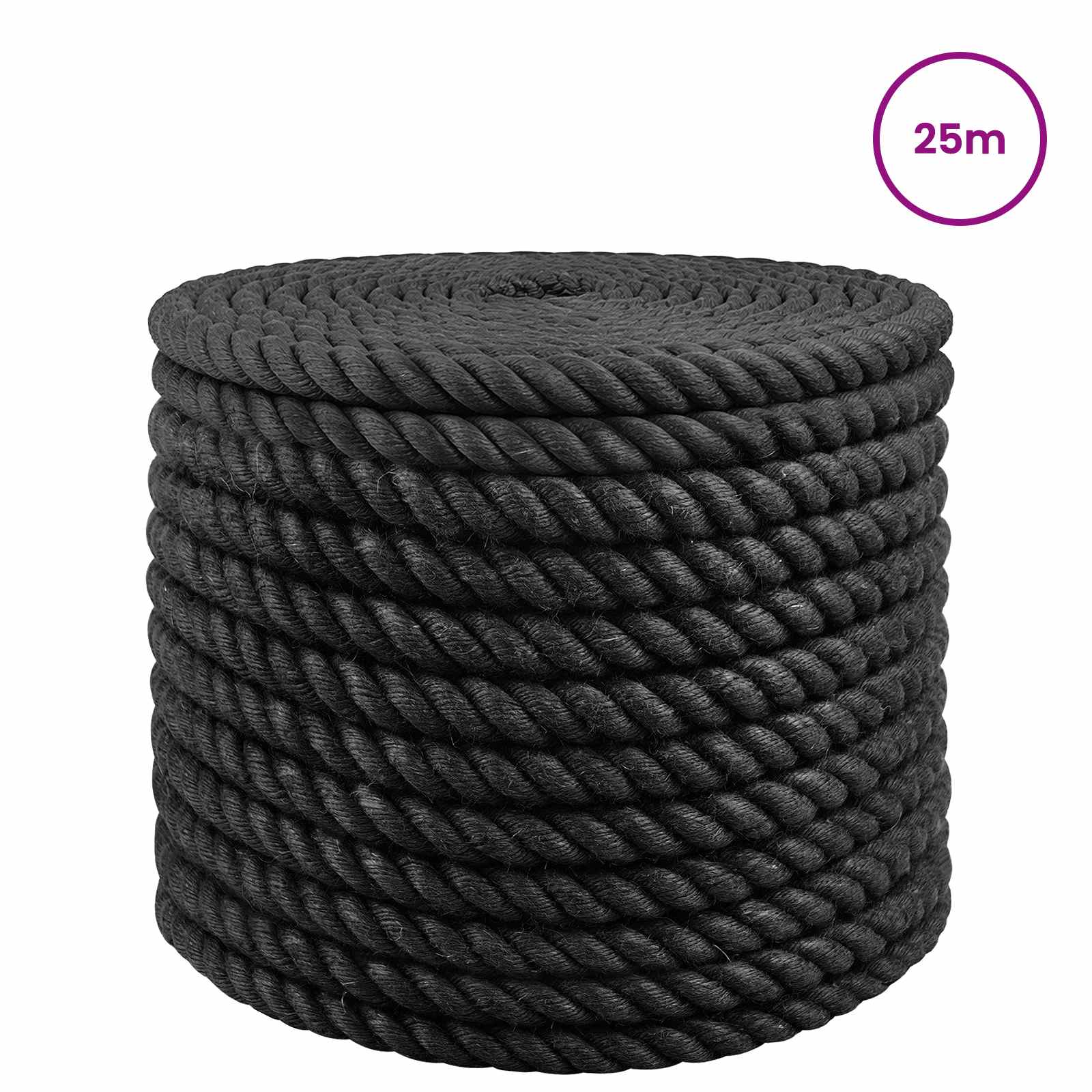 vidaXL Juteseil 20 Schwarz 100% Tossa Jute