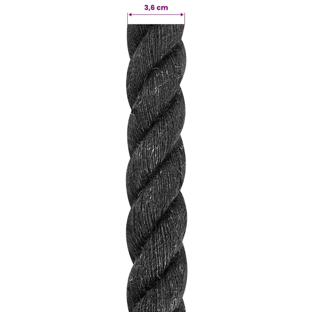 vidaXL Juteseil 36 Schwarz 100% Tossa Jute