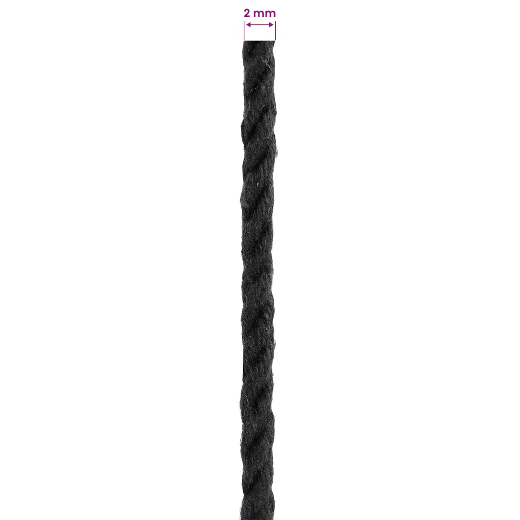 vidaXL Seil 2 pcs Schwarz Baumwolle