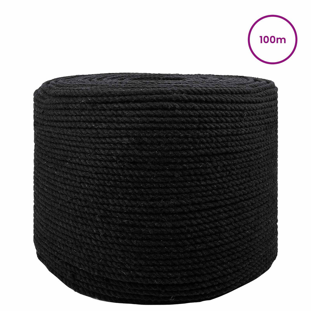 vidaXL Seil 2 pcs Schwarz Baumwolle