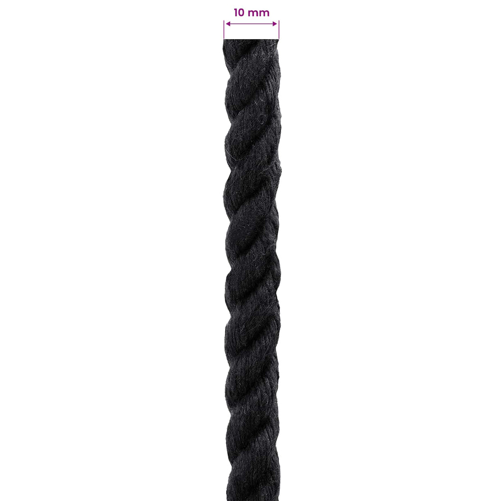 vidaXL Baumwollseil 250 m 10 Schwarz 100% Baumwolle