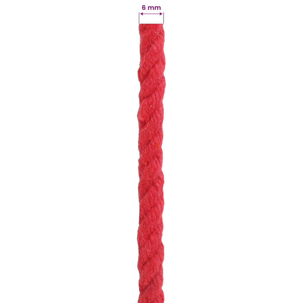 vidaXL Baumwollseil 25 m 6 Rot 100% Baumwolle