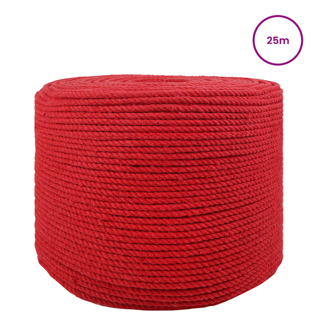 vidaXL Baumwollseil 25 m 6 Rot 100% Baumwolle