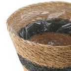 vidaXL Seegras Pflanzenkörbe 3 pcs Natürlich und Schwarz Ø26 x 19 cm