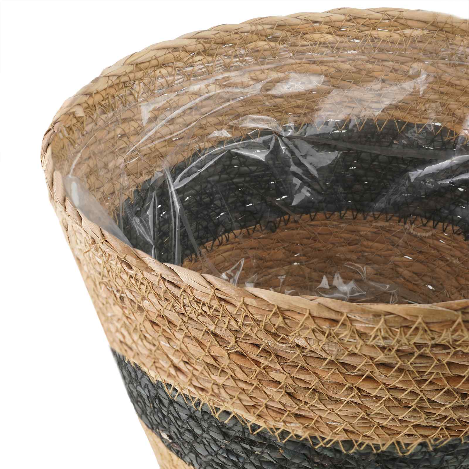 vidaXL Seegras Pflanzenkörbe 3 pcs Natürlich und Schwarz Ø26 x 19 cm