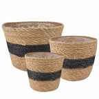 vidaXL Seegras Pflanzenkörbe 3 pcs Natürlich und Schwarz Ø26 x 19 cm