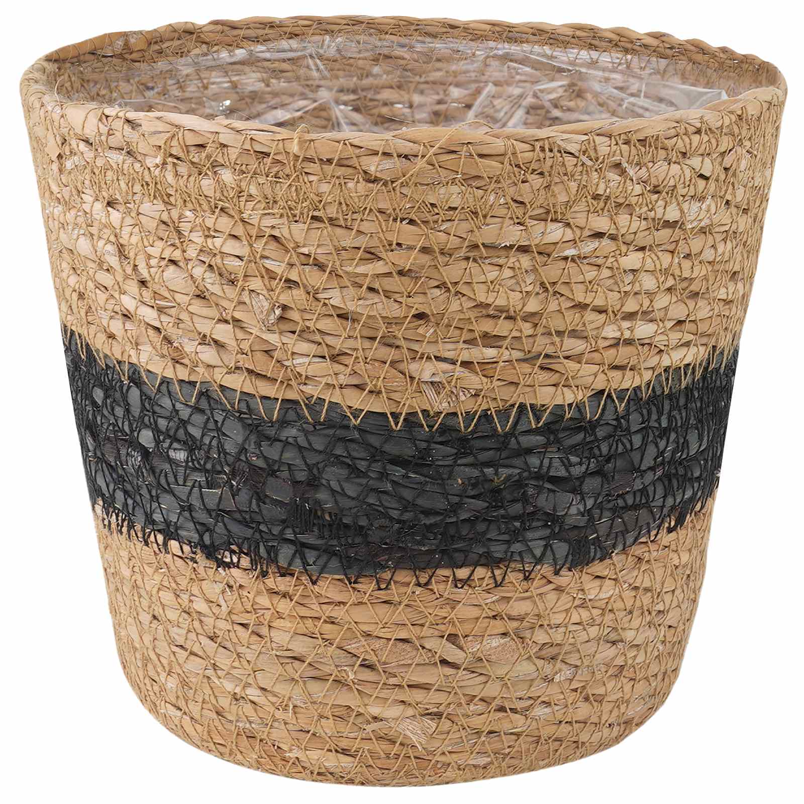 vidaXL Seegras Pflanzenkörbe 3 pcs Natürlich und Schwarz Ø26 x 19 cm