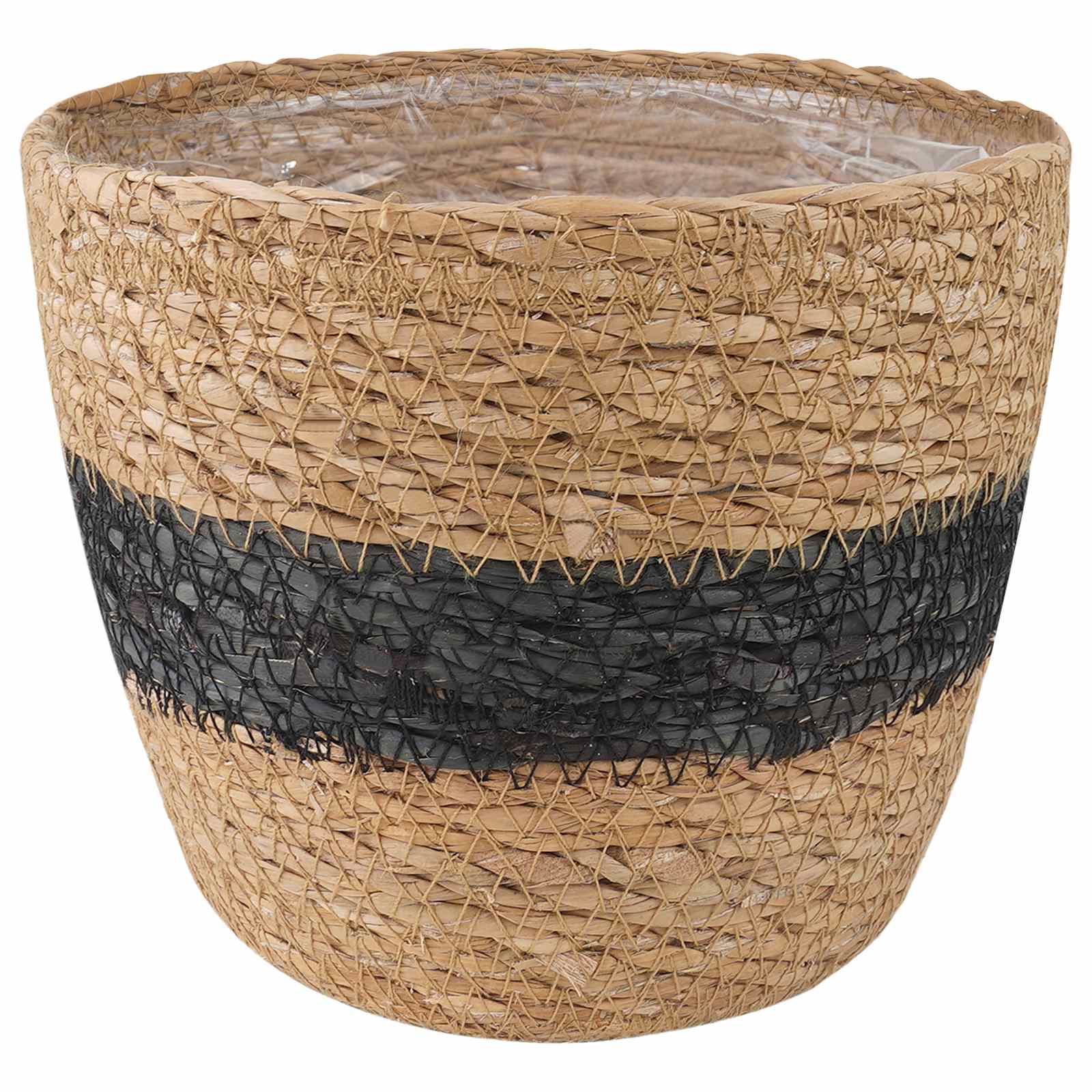 vidaXL Seegras Pflanzenkörbe 3 pcs Natürlich und Schwarz Ø26 x 19 cm
