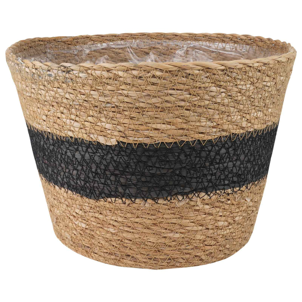 vidaXL Seegras Pflanzenkörbe 3 pcs Natürlich und Schwarz Ø26 x 19 cm